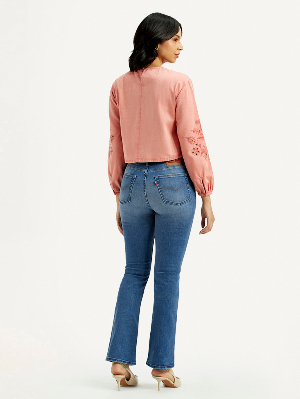 Women's 725 Med Indigo Flared Fit High Rise Jeans - Back View