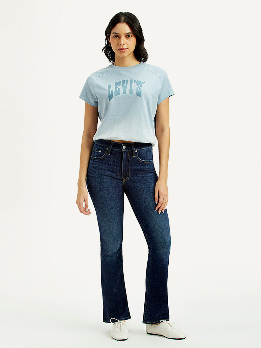 Women's 725 Dark Indigo Flared Fit High Rise Jeans - Front View