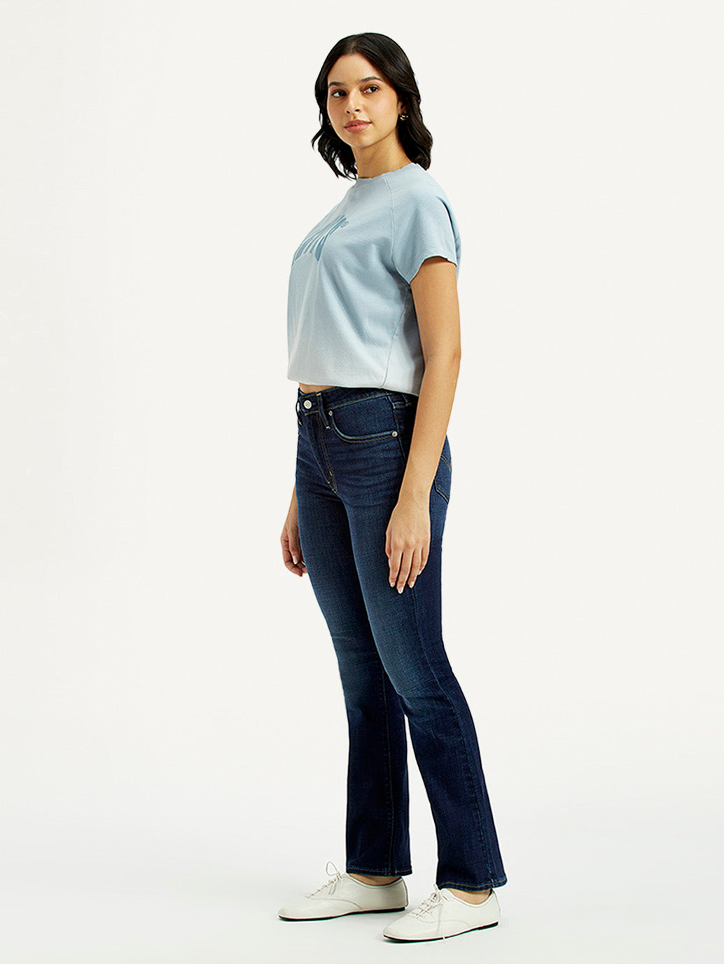 Women's 725 Dark Indigo Flared Fit High Rise Jeans - Side View