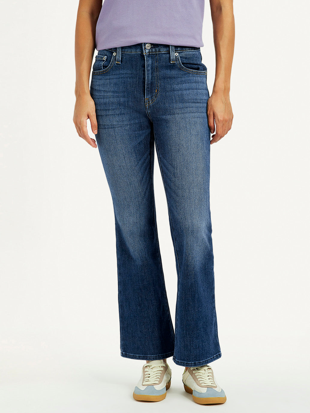 Women's 725 Blue Flared Fit High Rise Jeans - Front View