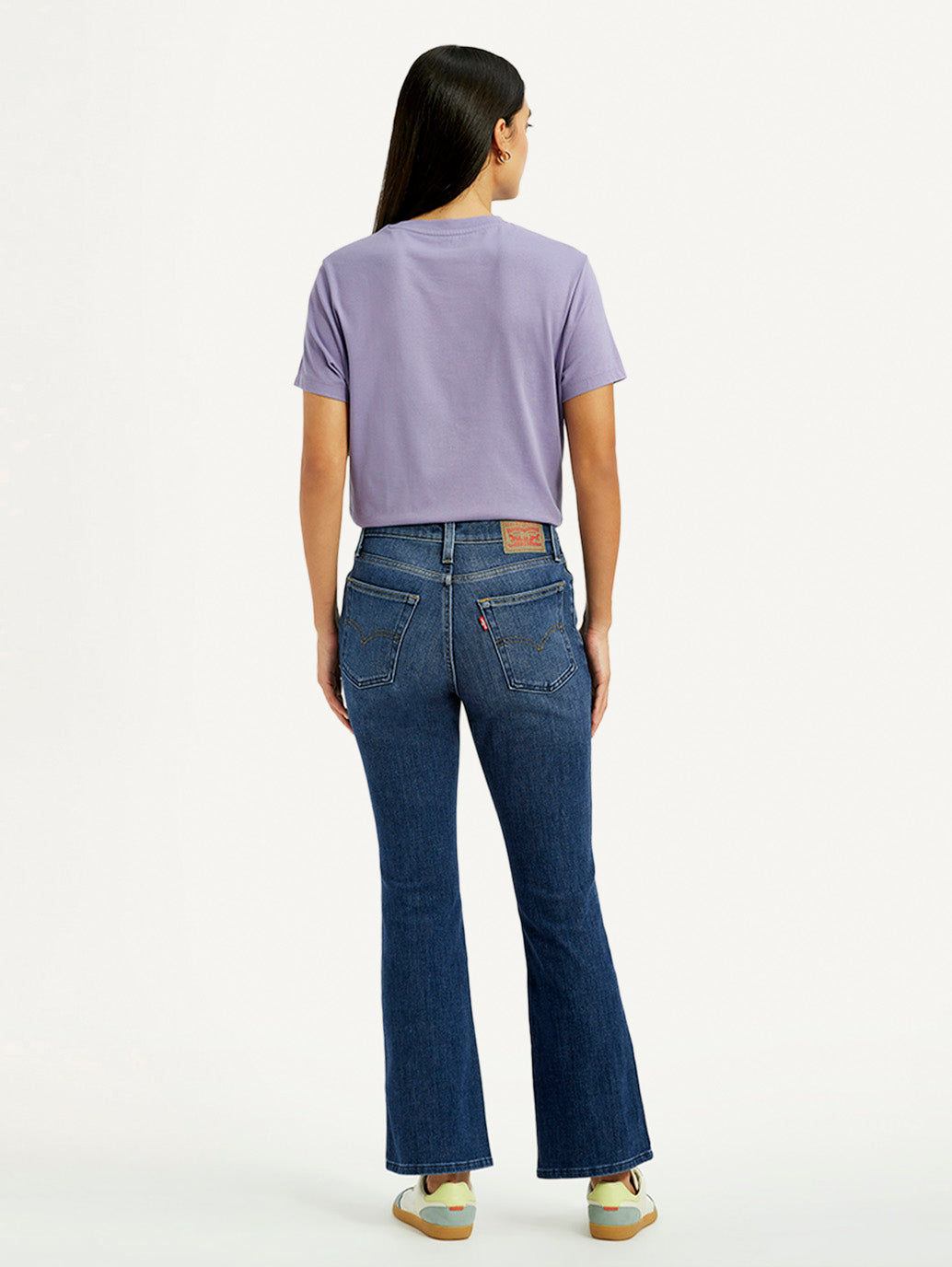 Women's 725 Blue Flared Fit High Rise Jeans - Back View