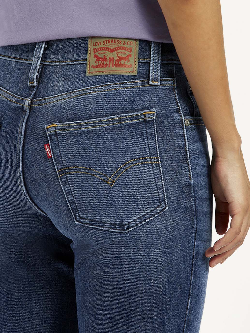 Women's 725 Blue Flared Fit High Rise Jeans - Detail View