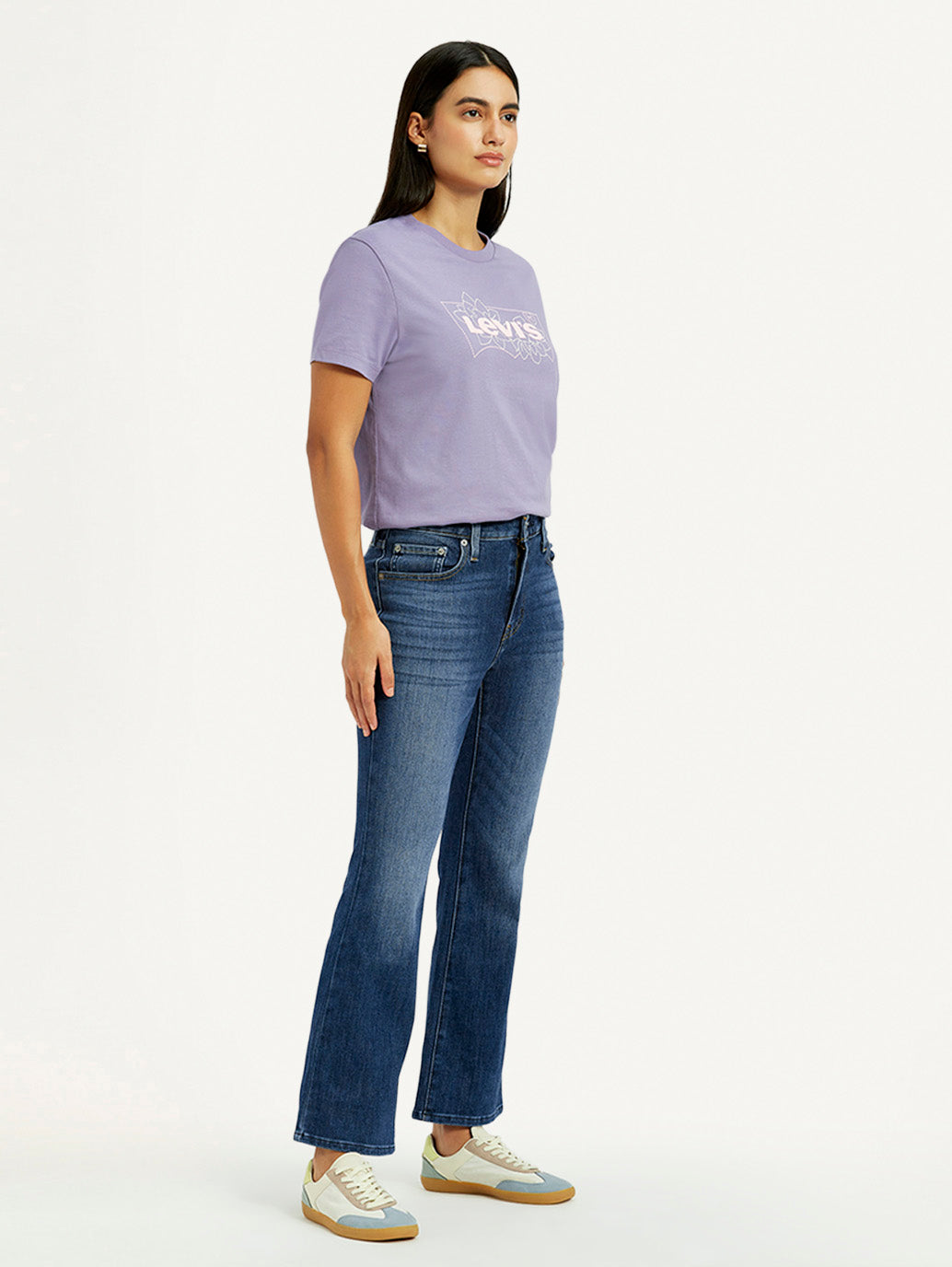 Women's 725 Blue Flared Fit High Rise Jeans - Side View