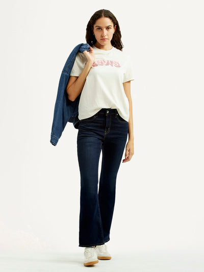 Women's 725 Navy Flared Fit High Rise Jeans-image-22