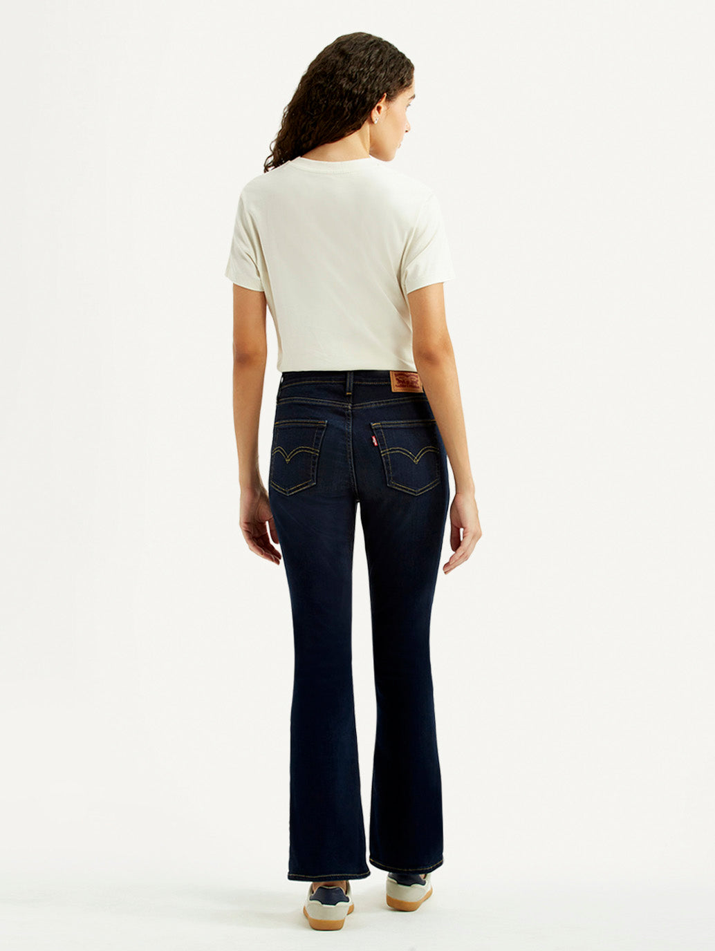 Women's 725 Navy Flared Fit High Rise Jeans - Back View