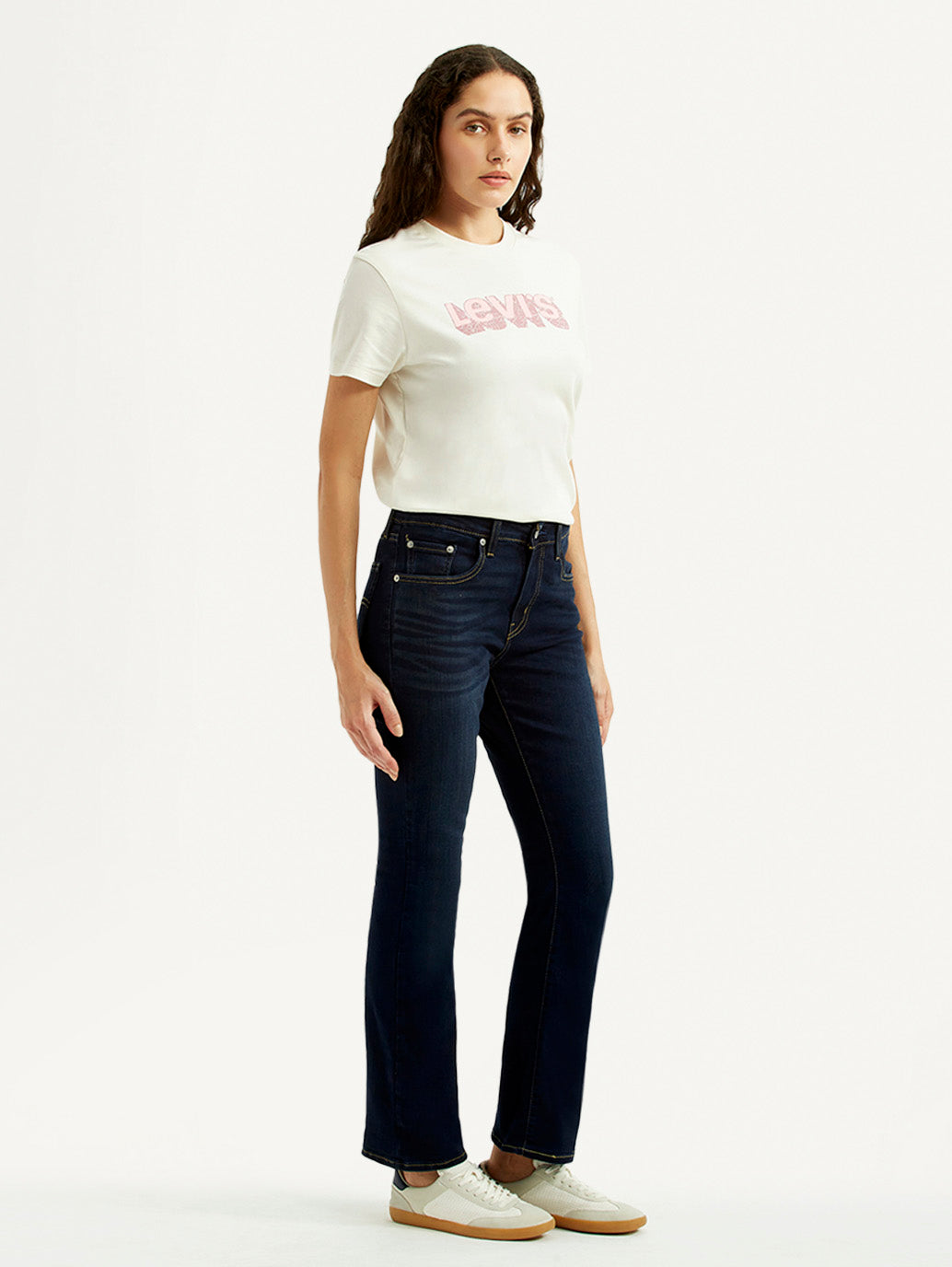 Women's 725 Navy Bootcut Fit High Rise Jeans - Side View