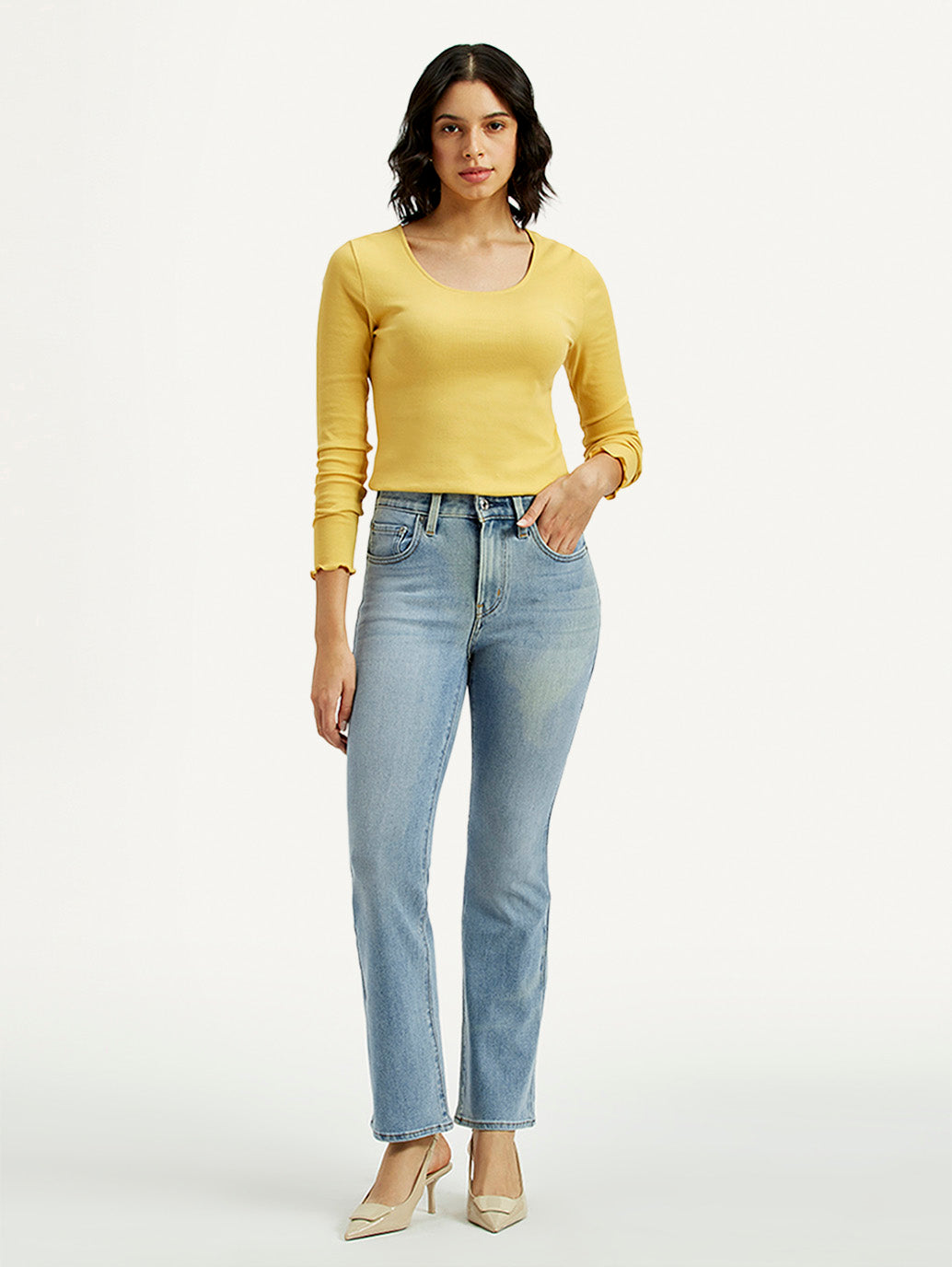 Women's 725 Light Indigo Flared Fit High Rise Jeans - Front View