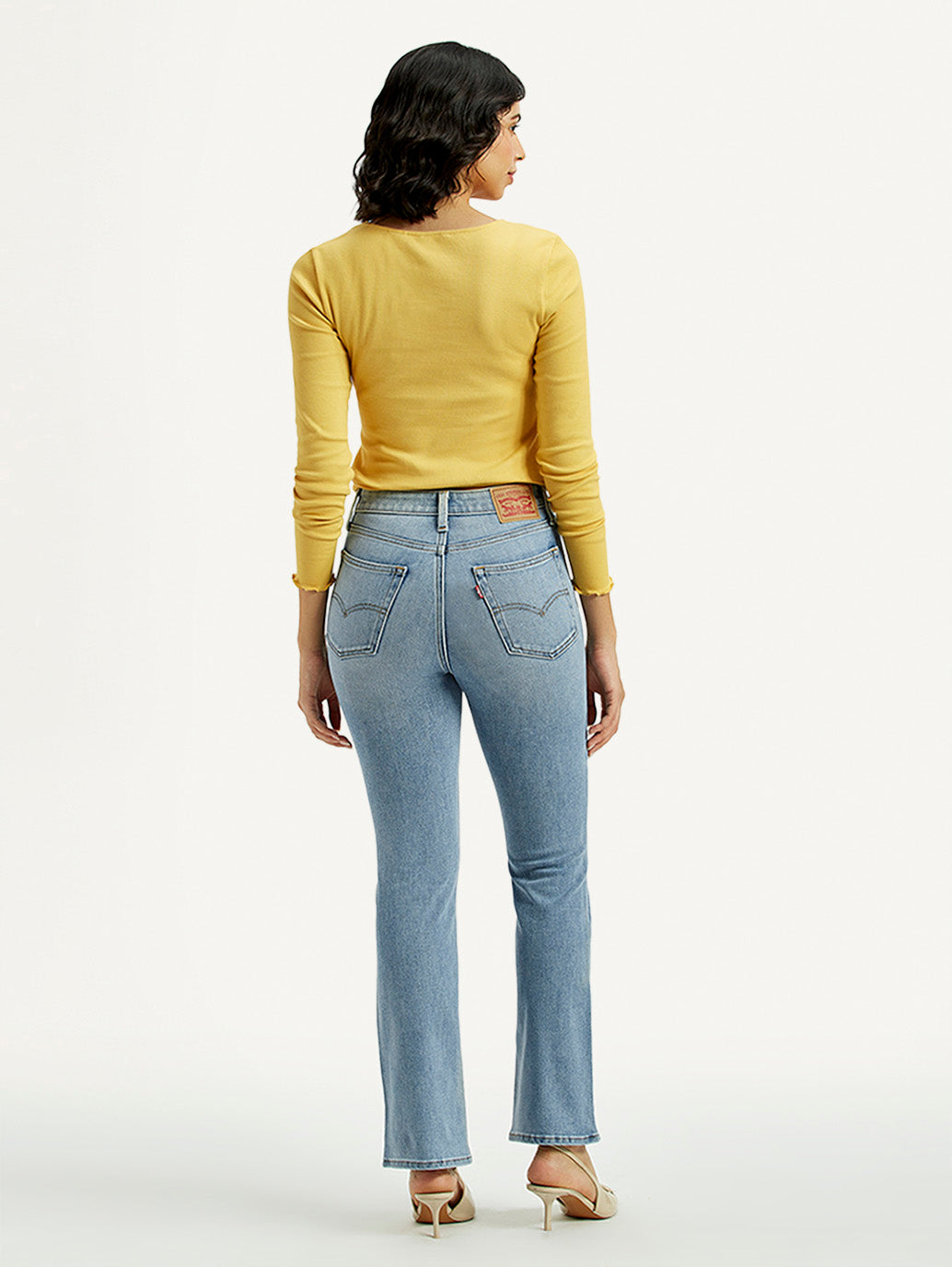 Women's 725 Light Indigo Flared Fit High Rise Jeans - Back View