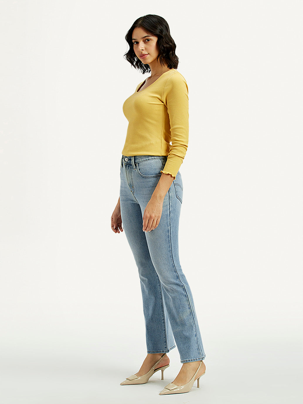 Women's 725 Light Indigo Flared Fit High Rise Jeans - Side View