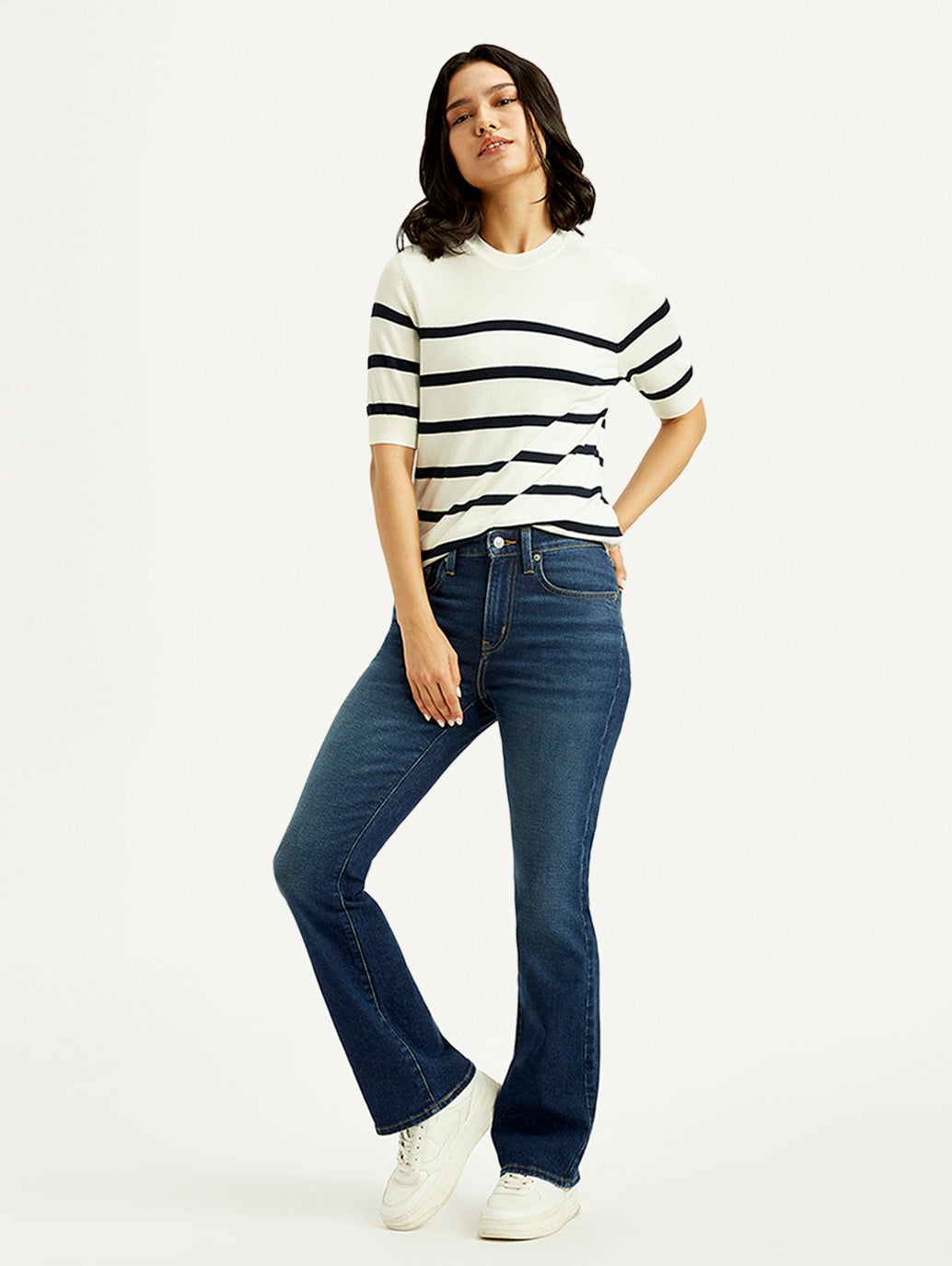 Women's 725 Dark Indigo Bootcut Fit High Rise Jeans - Styleshot View