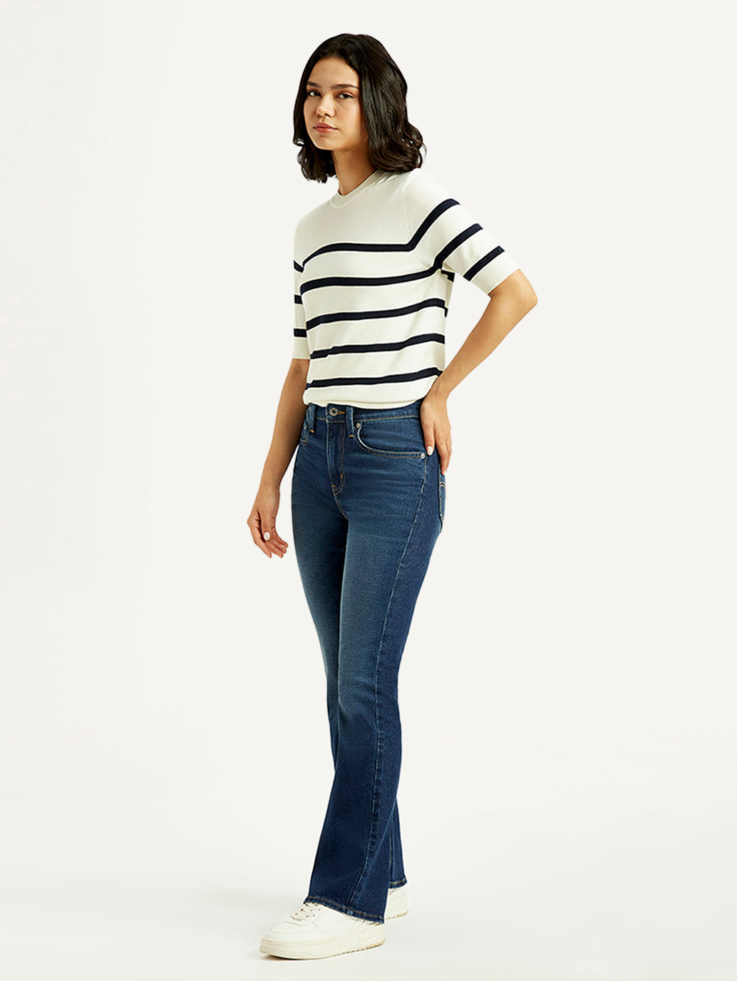 Women's 725 Dark Indigo Bootcut Fit High Rise Jeans - Side View