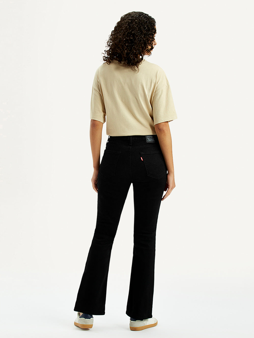 Women's 725 Black Flared Fit High Rise Jeans - Back View