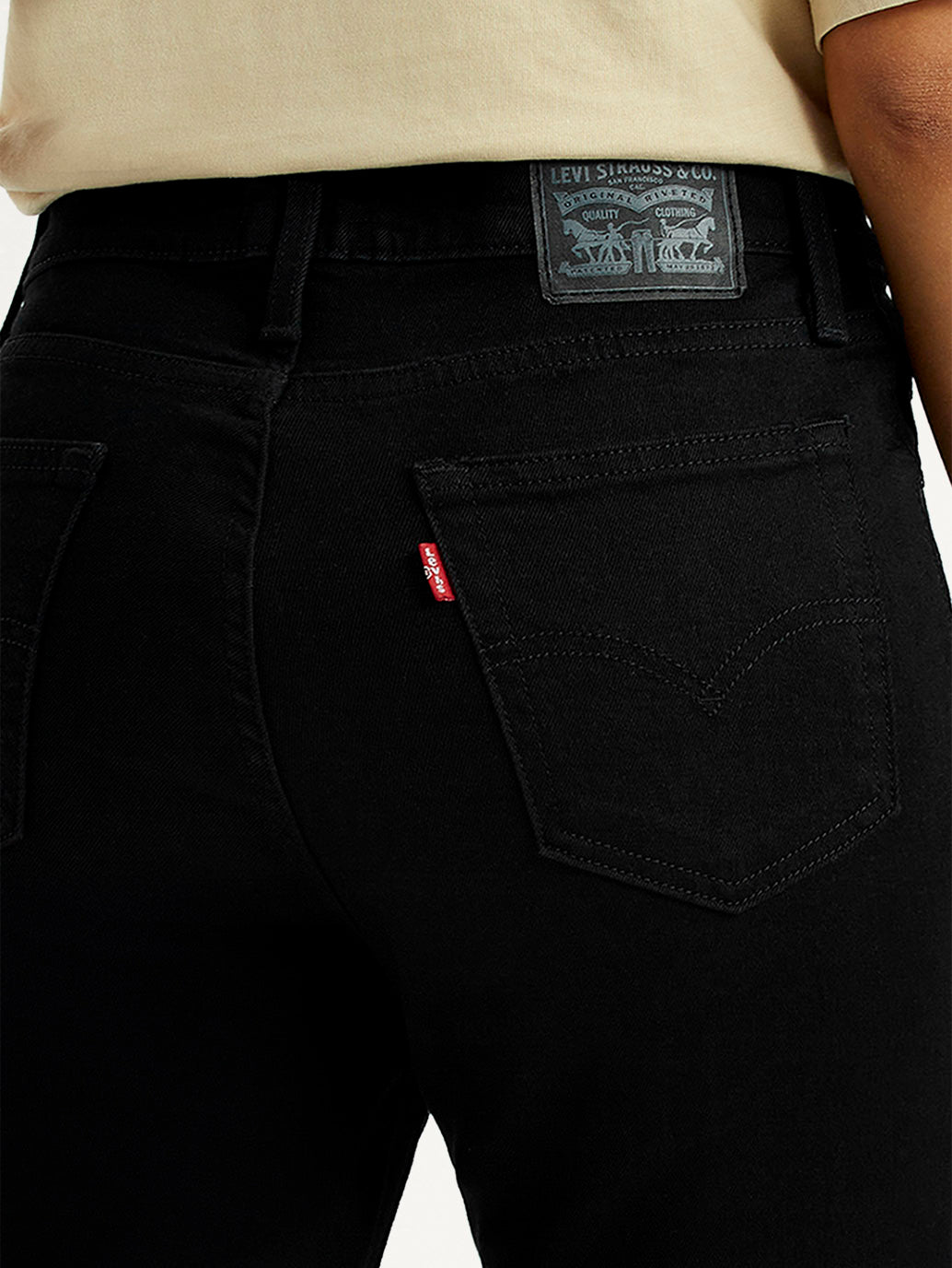 Women's 725 Black Flared Fit High Rise Jeans - Detail View
