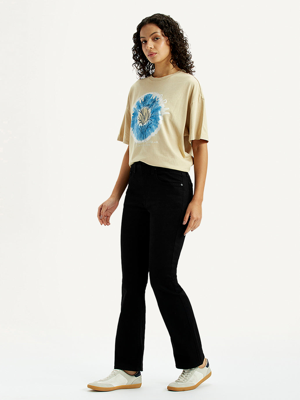 Women's 725 Black Flared Fit High Rise Jeans - Side View