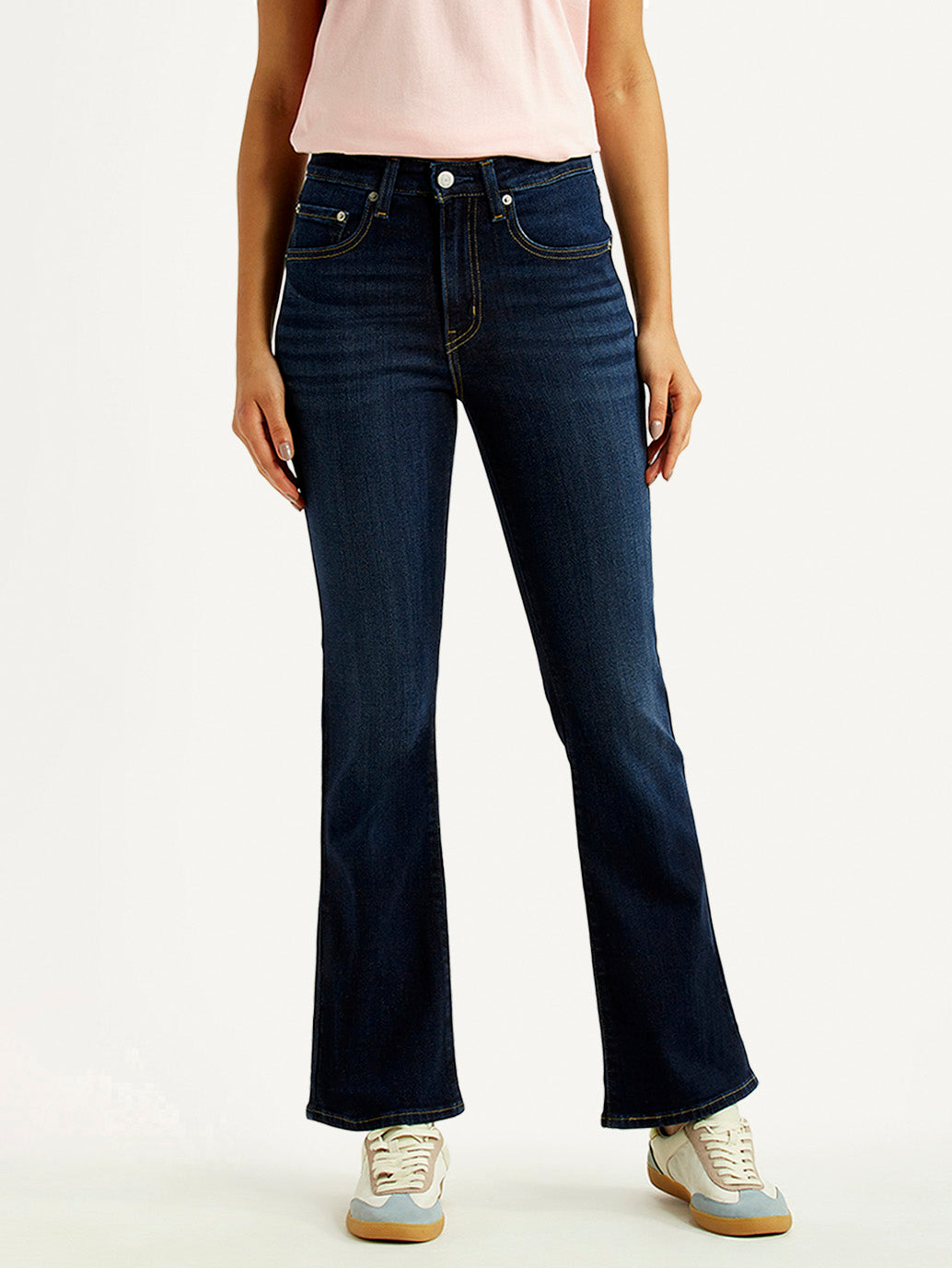 Women's 725 Navy Flared Fit High Rise Jeans - Front View