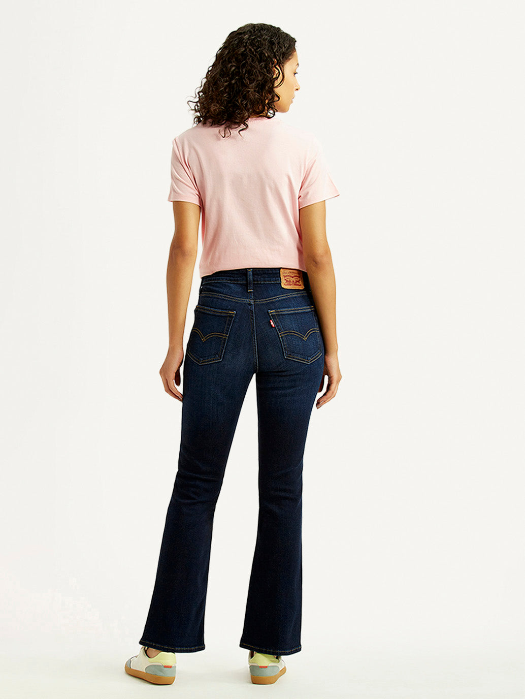 Women's 725 Navy Flared Fit High Rise Jeans - Back View