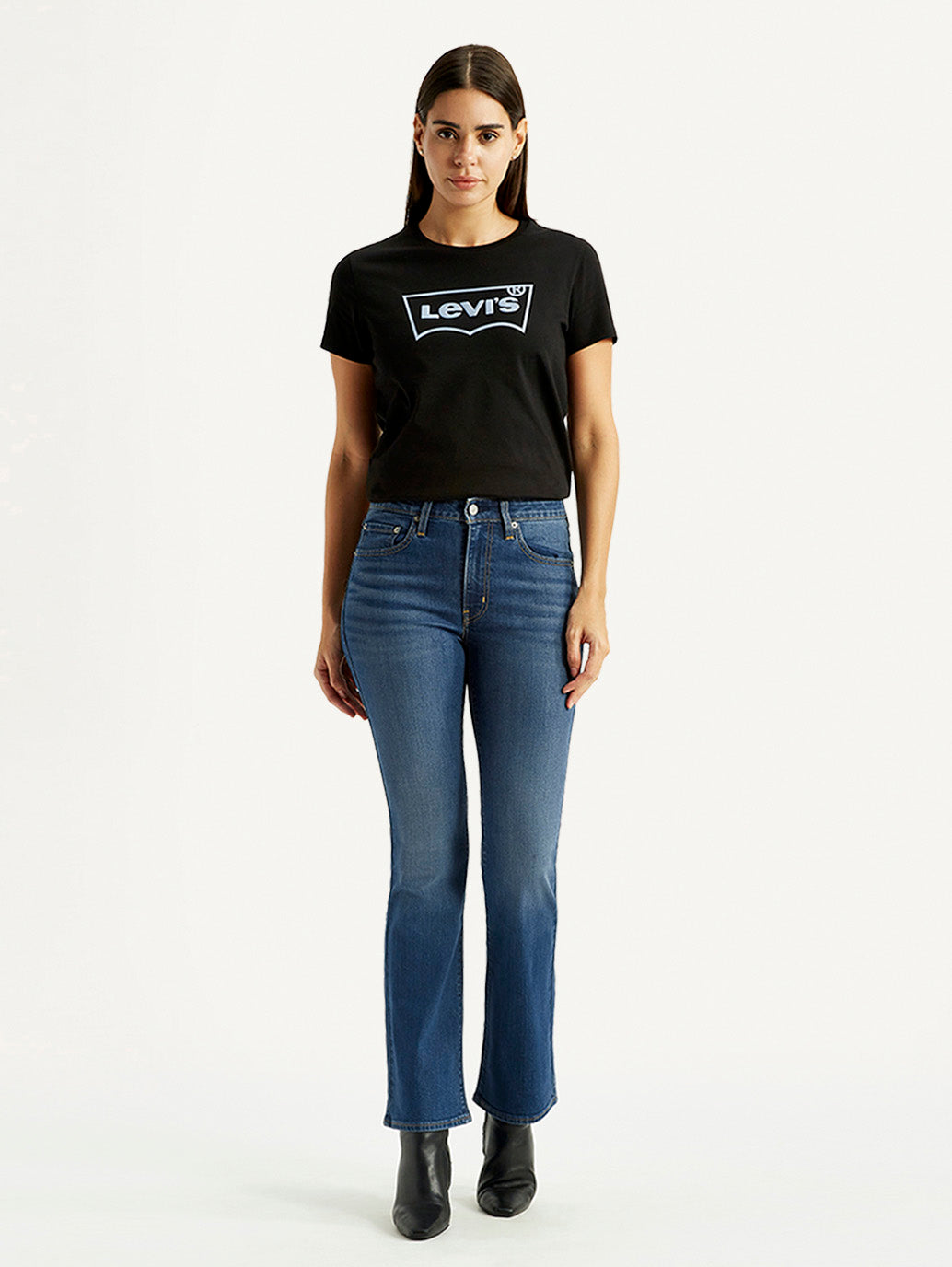 Women's 725 Blue Bootcut Fit High Rise Jeans - Front View