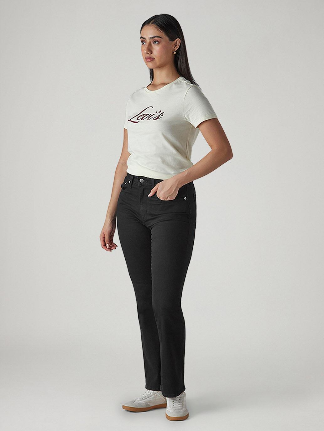 Women's 725 Black Slim Bootcut Fit High Rise Jeans - Side View