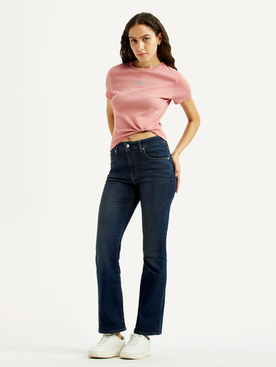 levi's Women's 725 Dark Blue Slim Bootcut Fit Mid Rise Jeans-picture-13
