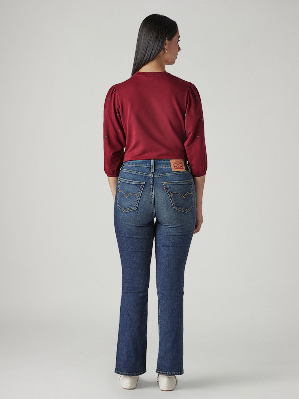 Women's 725 Dark Blue Slim Bootcut Fit High Rise Jeans - fe5cfb31-ca6d-4528-9125-604aca37962c View