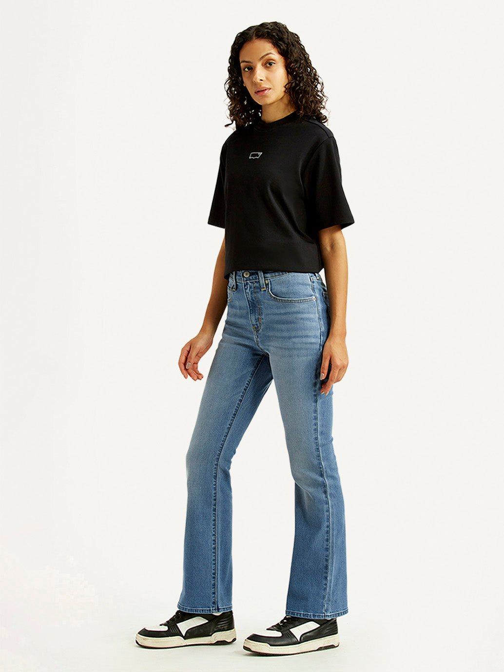 Women's 725 Blue Bootcut Fit High Rise Jeans - Side View