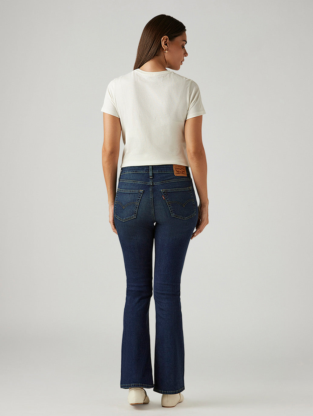 Women's 725 Dark Blue Bootcut Fit High Rise Jeans - Back View