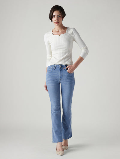 Women's 725 Light Blue Bootcut Fit High Rise Jeans-image-49