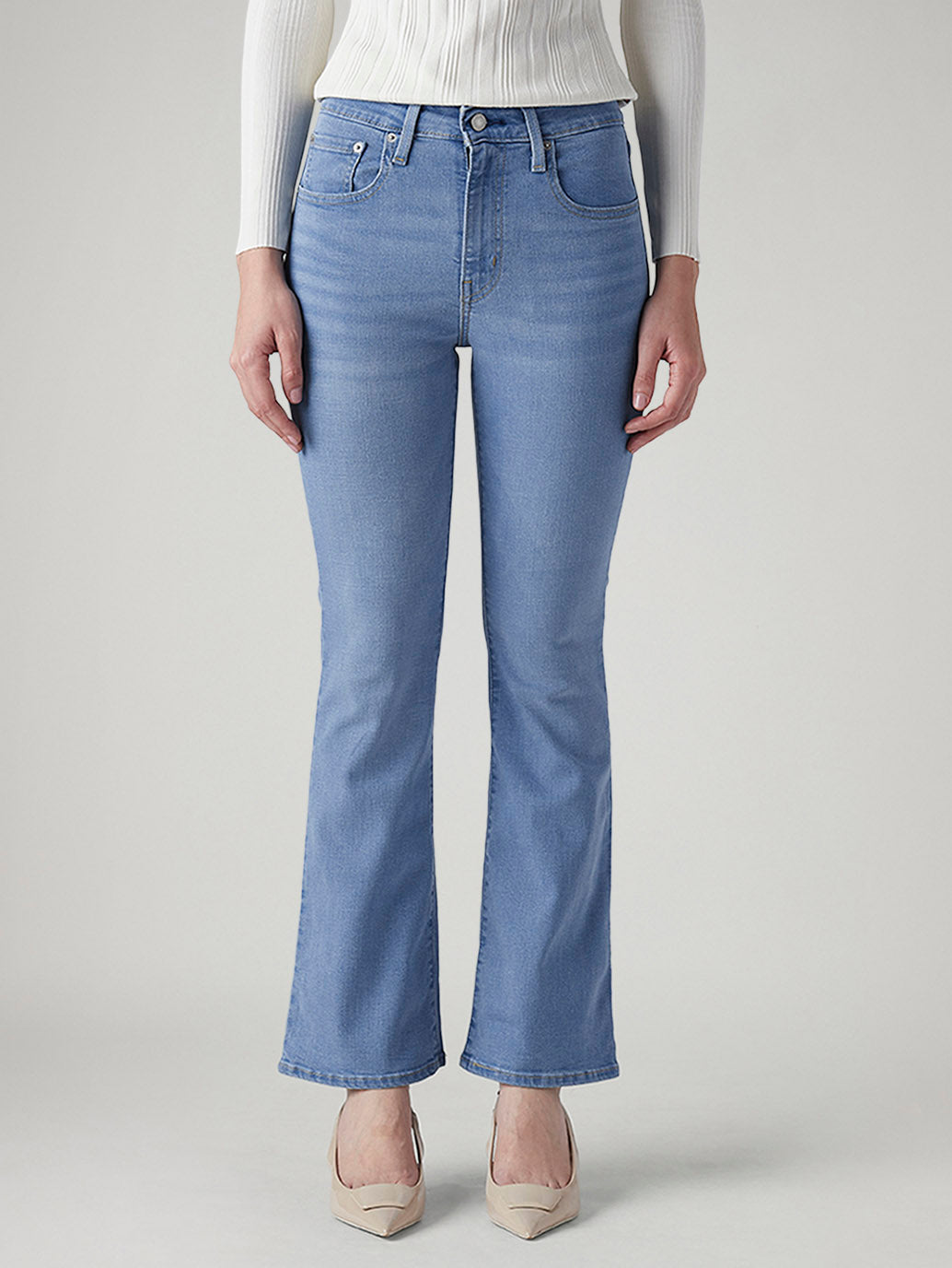 Women's 725 Light Blue Bootcut Fit High Rise Jeans - Front View