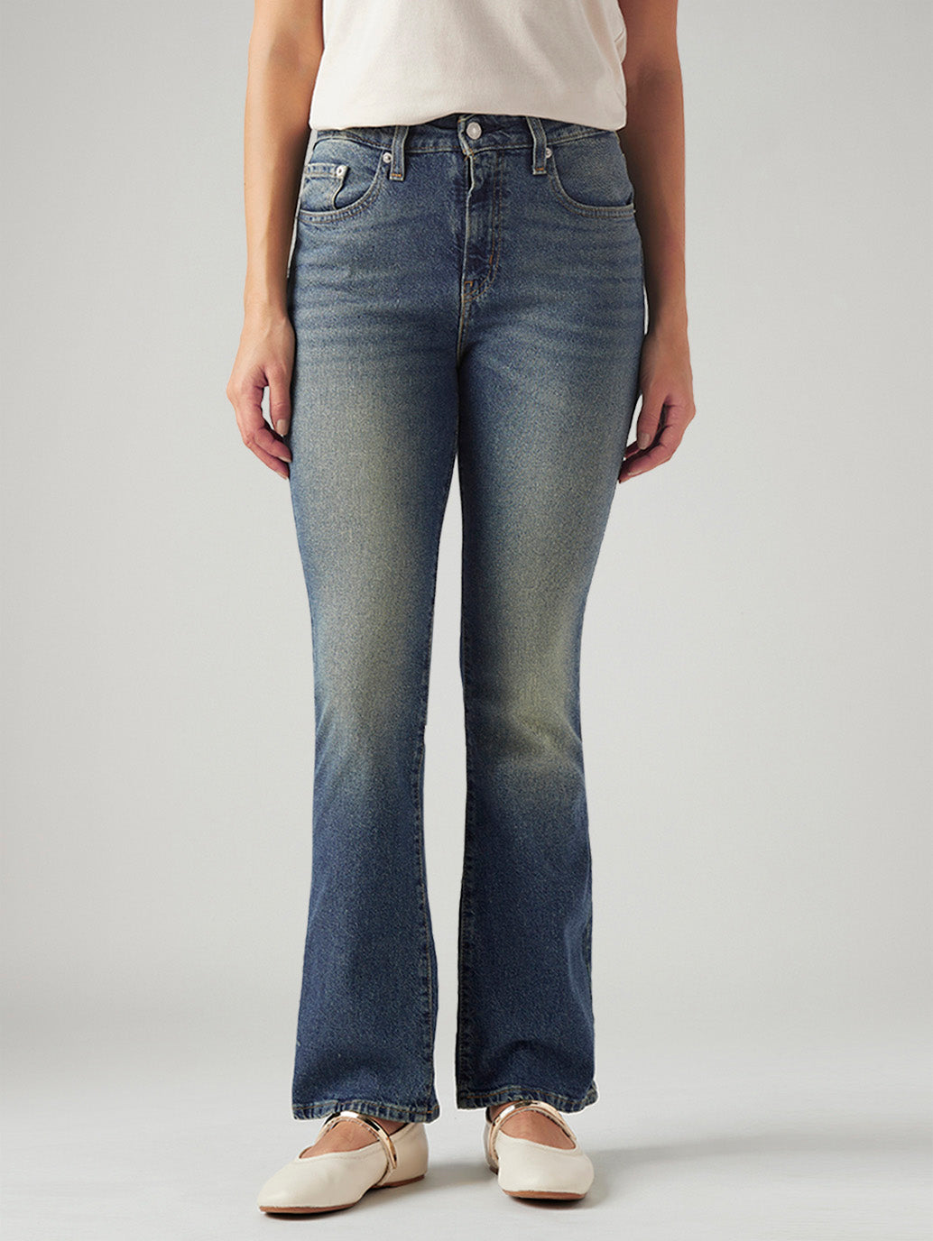 Women's 725 Blue Bootcut Fit High Rise Jeans - Front View