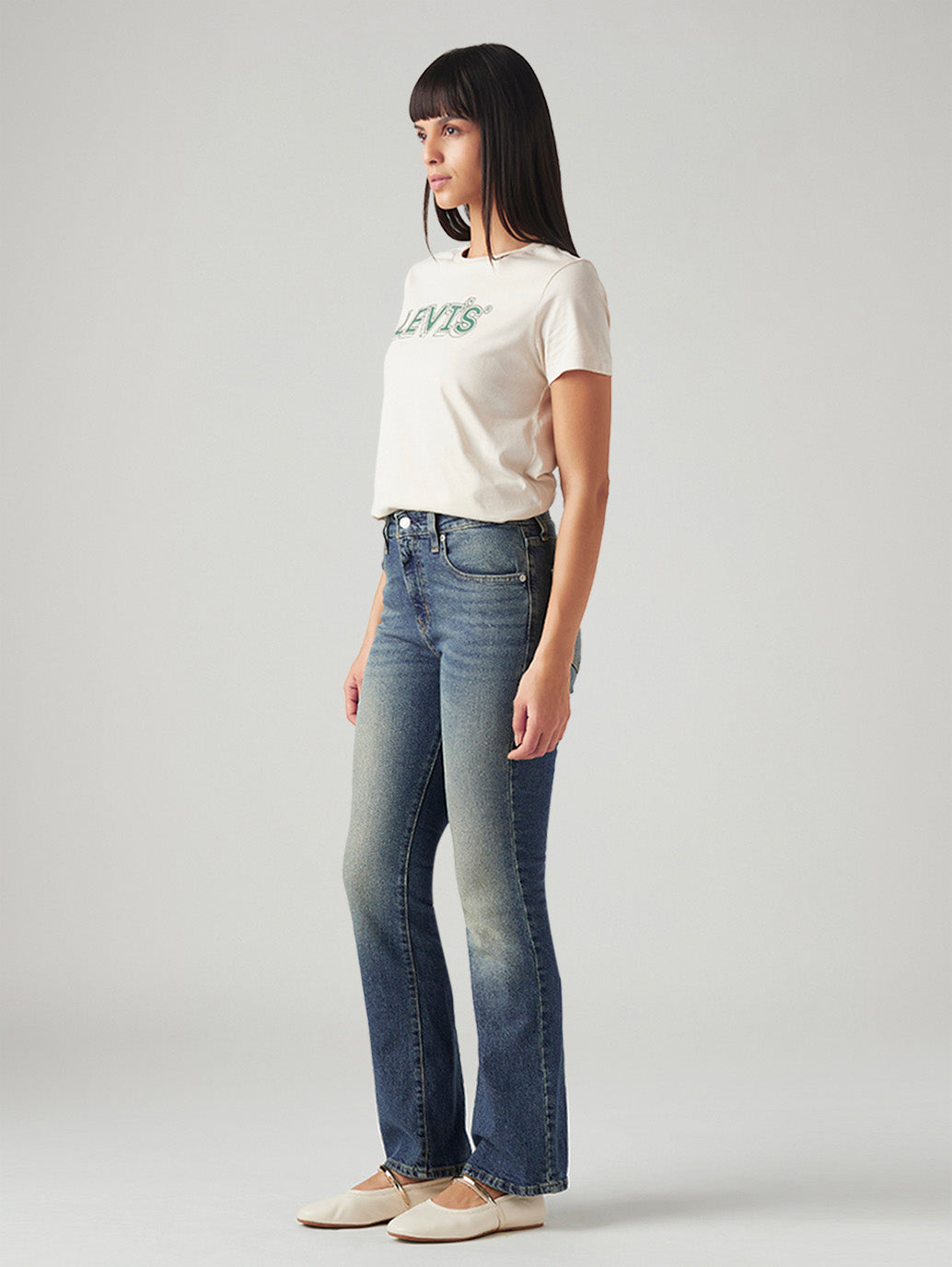 Women's 725 Blue Bootcut Fit High Rise Jeans - Side View