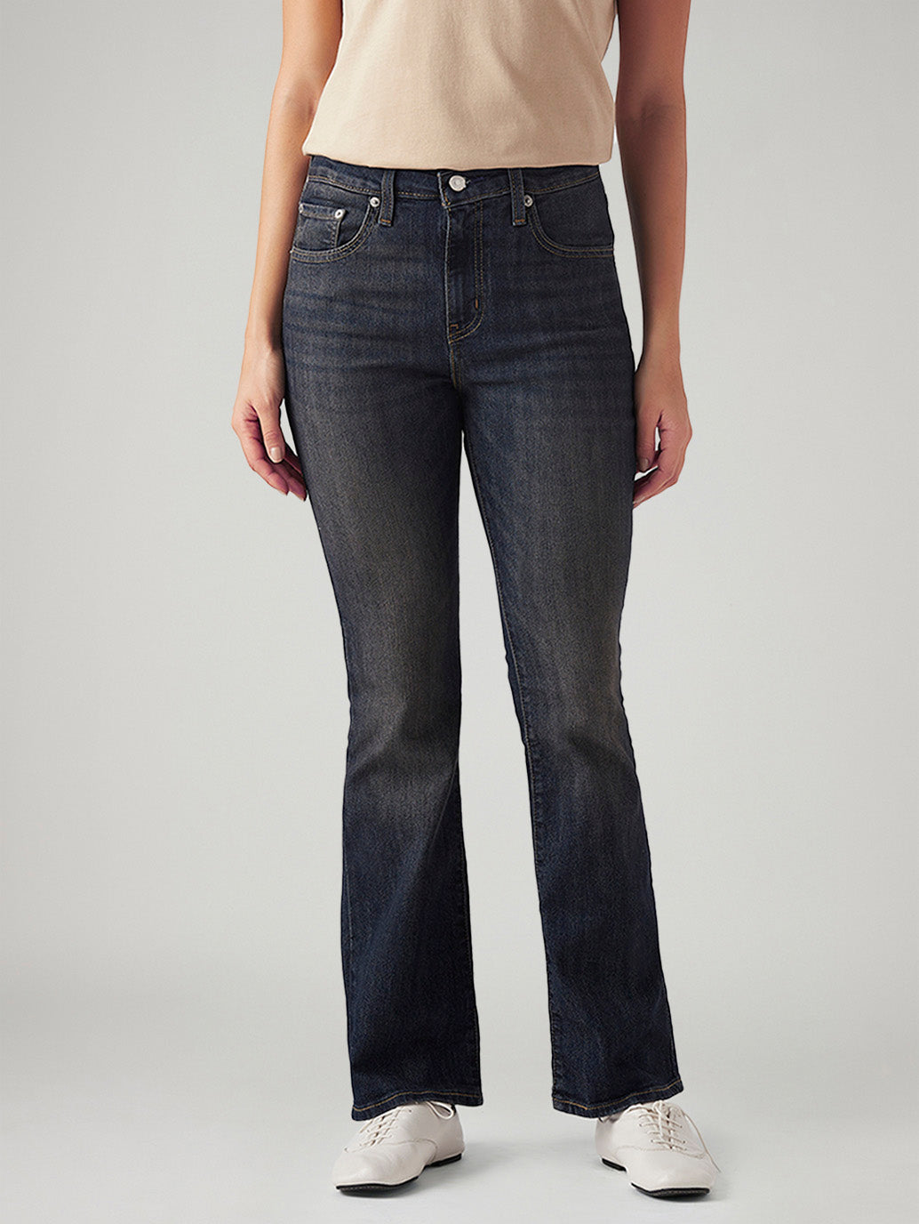 Women's 725 Dark Blue Bootcut Fit High Rise Jeans - Front View
