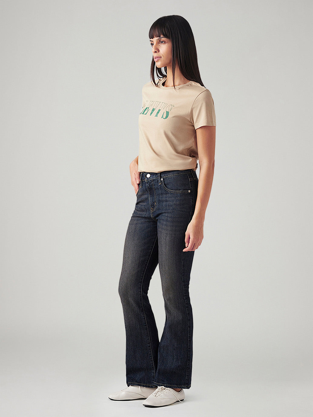 Women's 725 Dark Indigo Bootcut Fit High Rise Jeans - Side View
