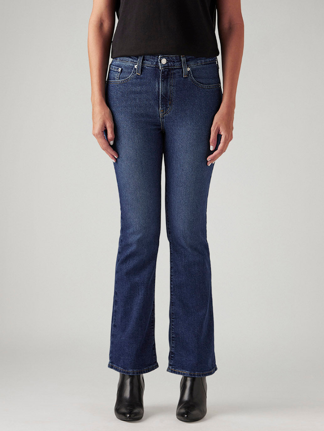 Women's 725 Dark Blue Bootcut Fit High Rise Tinted Jeans - Front View