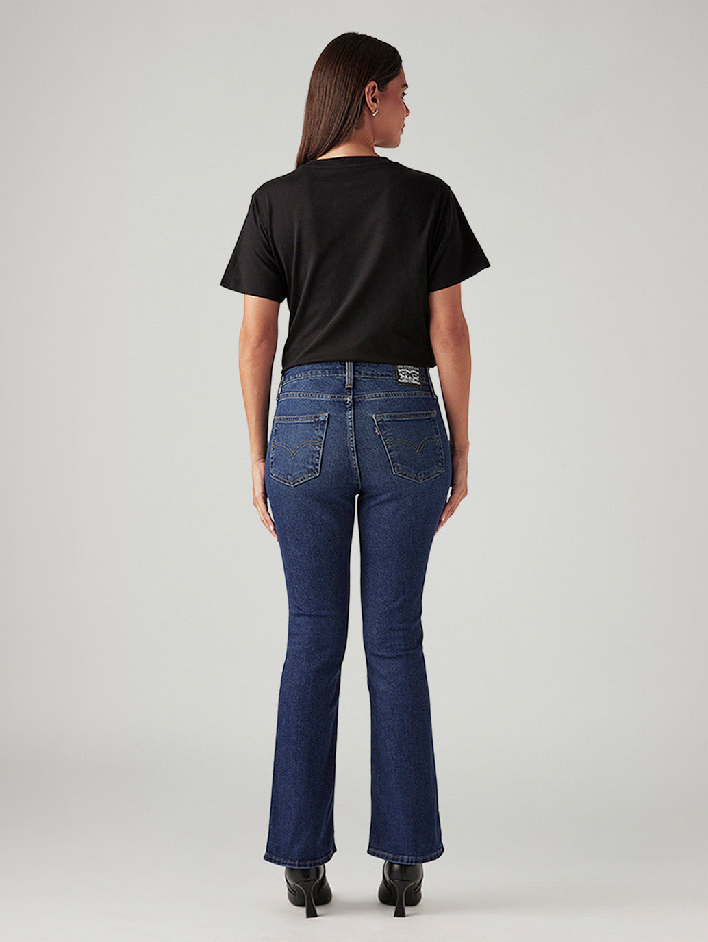 Women's 725 Dark Blue Bootcut Fit High Rise Tinted Jeans - Back View