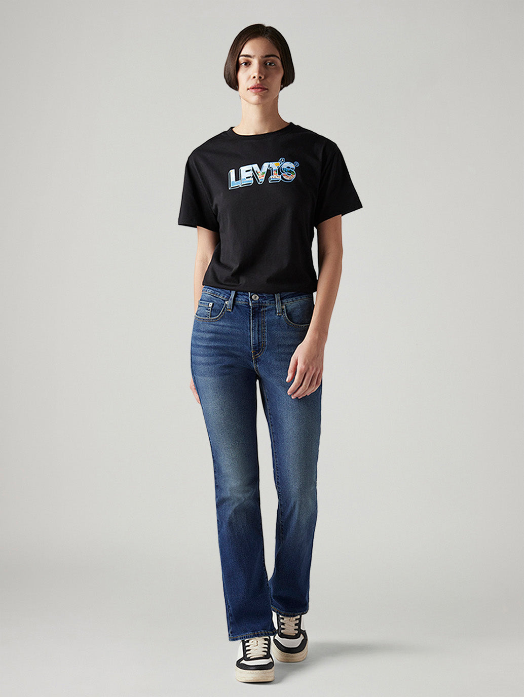 Women's 725 Blue Bootcut Fit High Rise Tinted Jeans - Front View