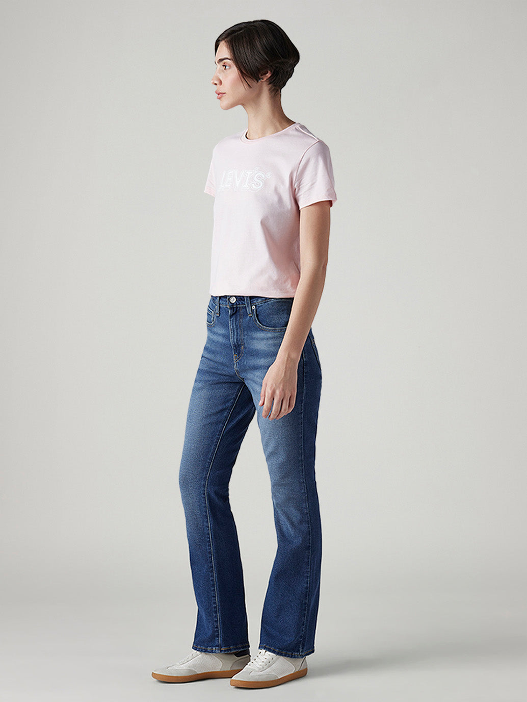 Women's 725 Blue Bootcut Fit High Rise Jeans - Side View