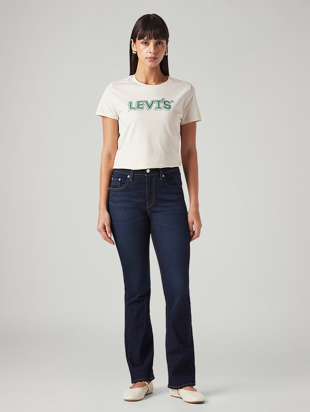 Women's 725 Navy Bootcut Fit High Rise Jeans - Front View