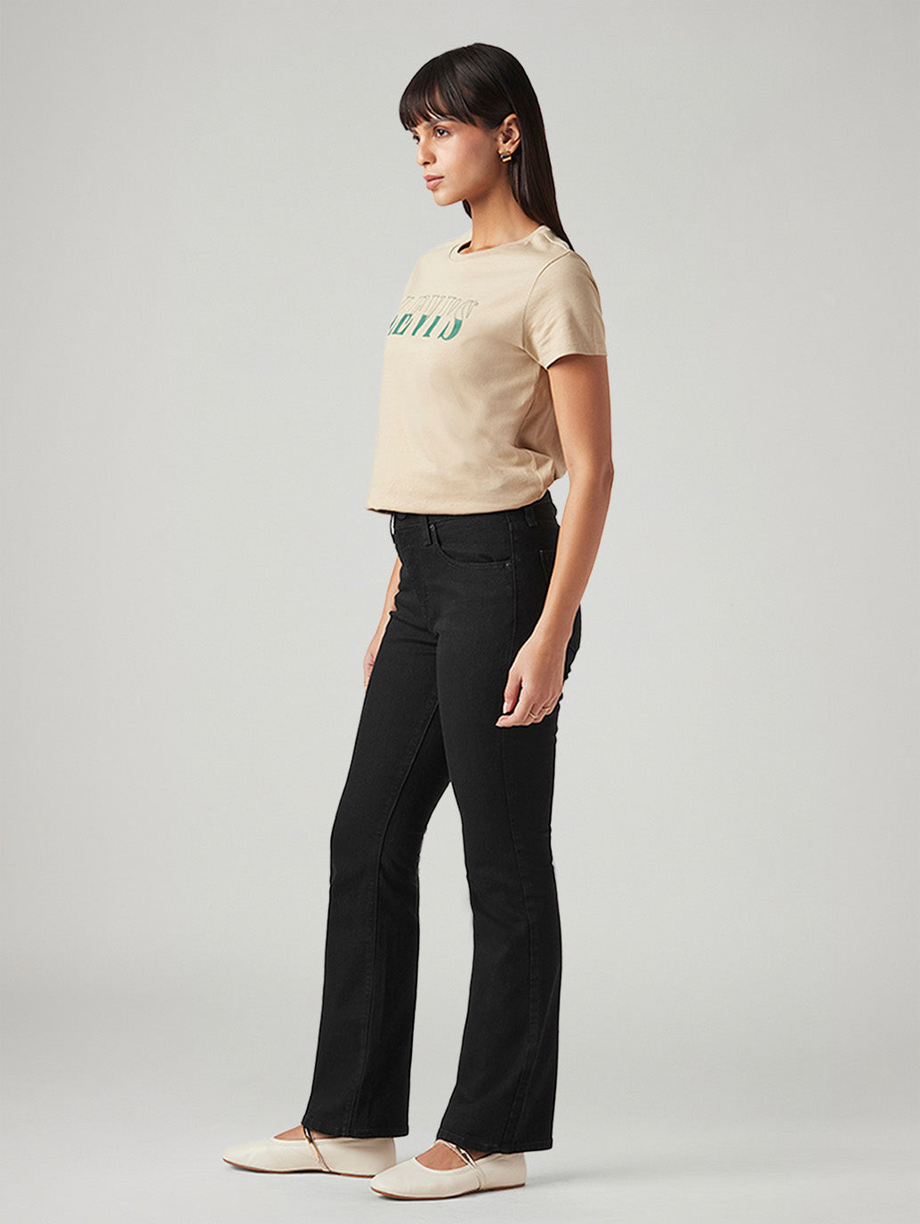 Women's 725 Black Bootcut Fit High Rise Jeans - Side View