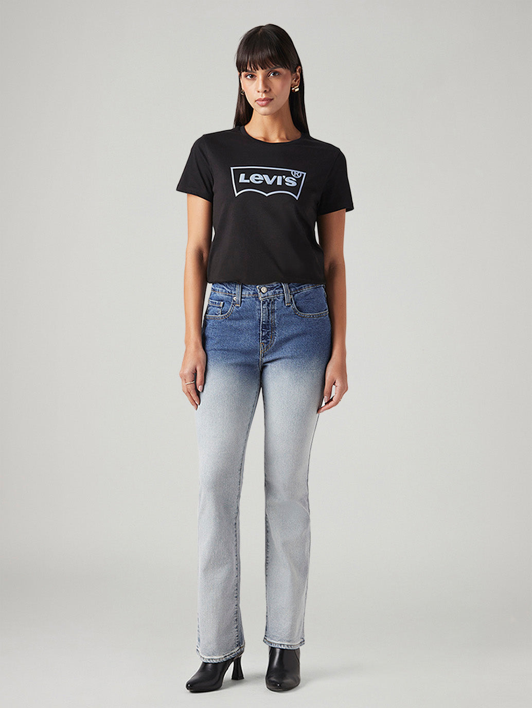 Women's 725 Light Blue Bootcut Fit High Rise Jeans - Front View