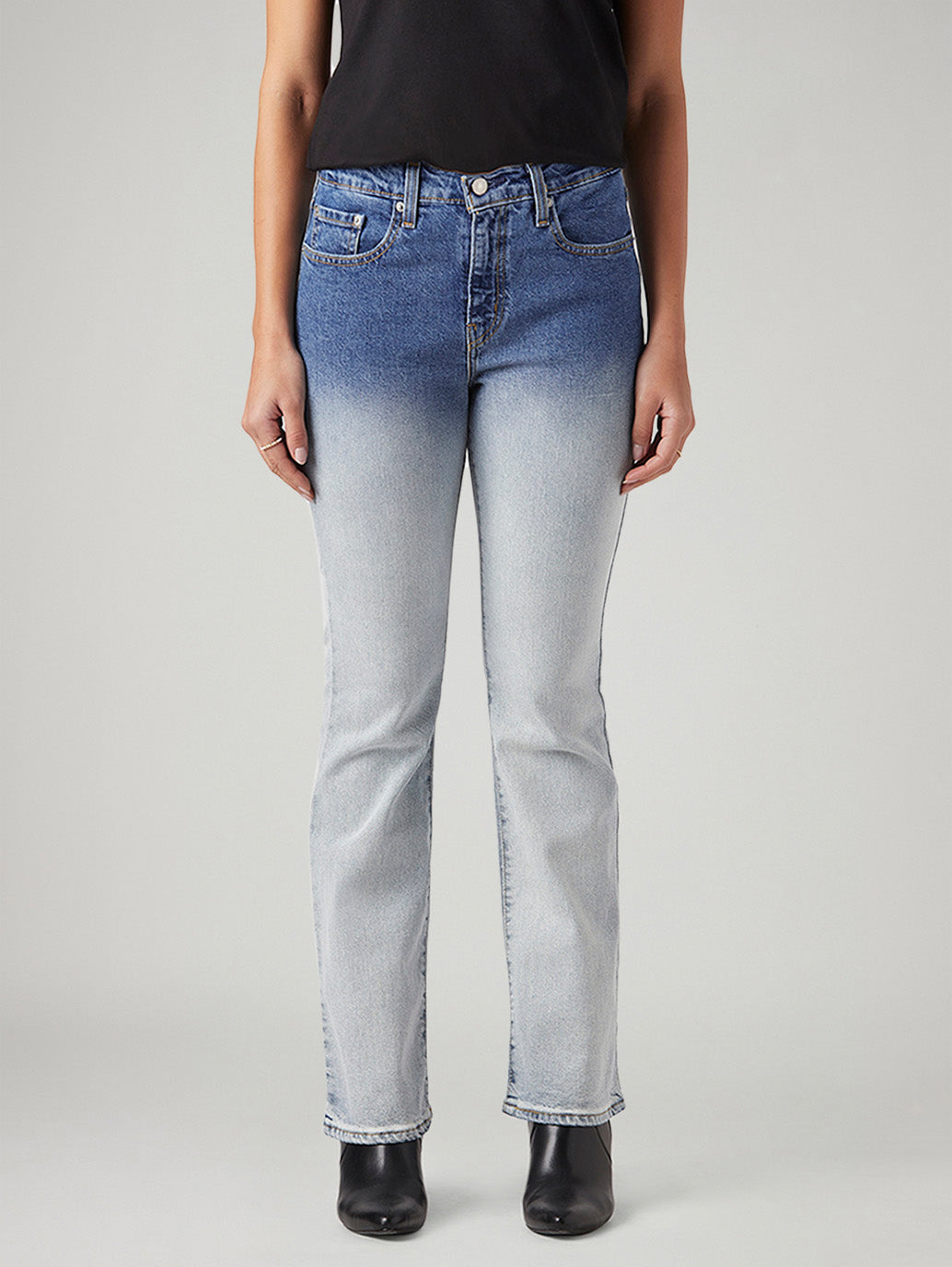 Women's 725 Light Blue Bootcut Fit High Rise Jeans - Front View