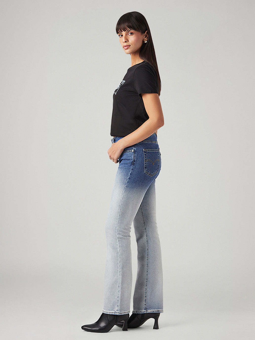Women's 725 Light Blue Bootcut Fit High Rise Jeans - Side View