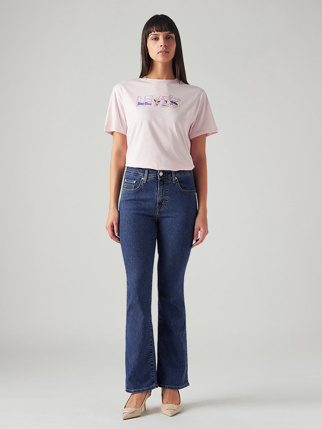 Women's 725 Blue Bootcut Fit High Rise Jeans - Front View