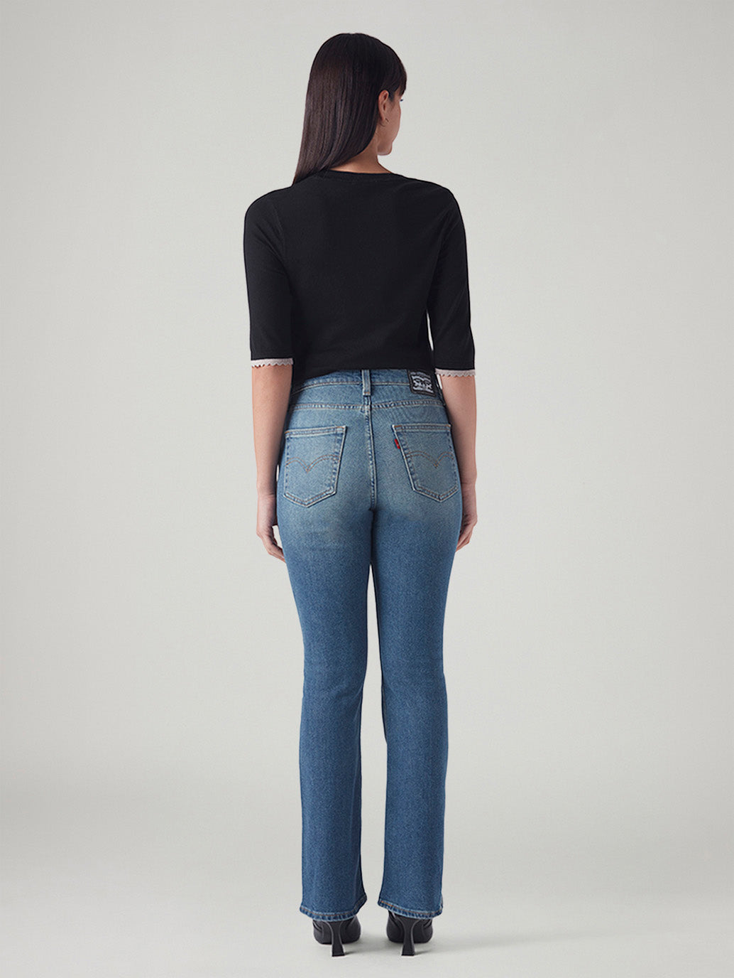 Women's 725 Blue Bootcut Fit High Rise Jeans - Back View