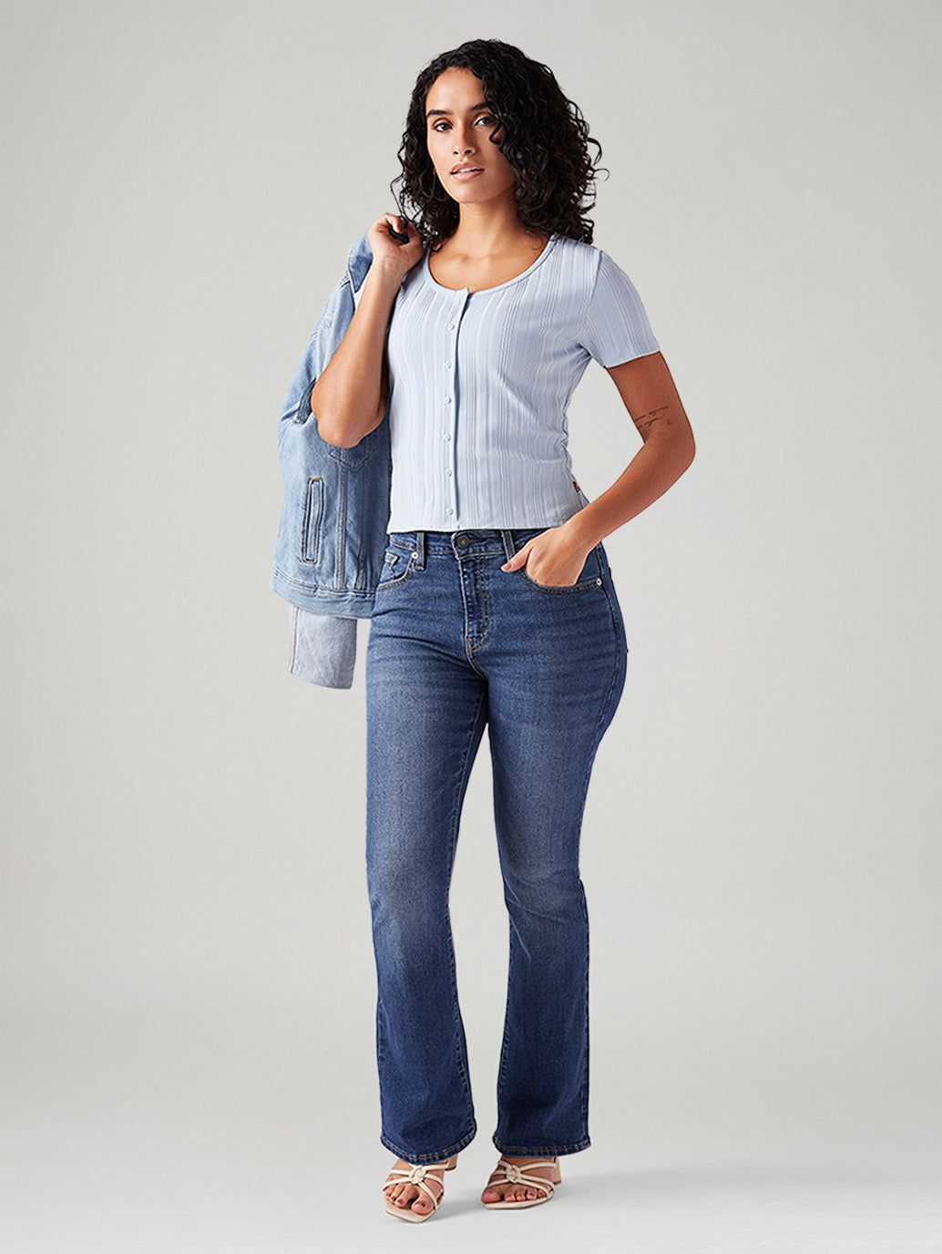 Women's 725 Blue Bootcut Fit High Rise Jeans - Styleshot View