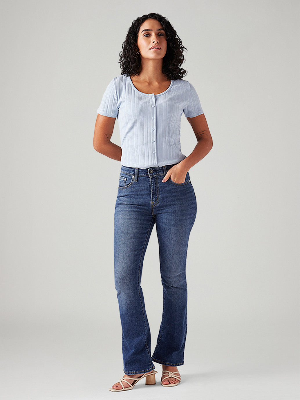 Women's 725 Blue Bootcut Fit High Rise Jeans - Front View