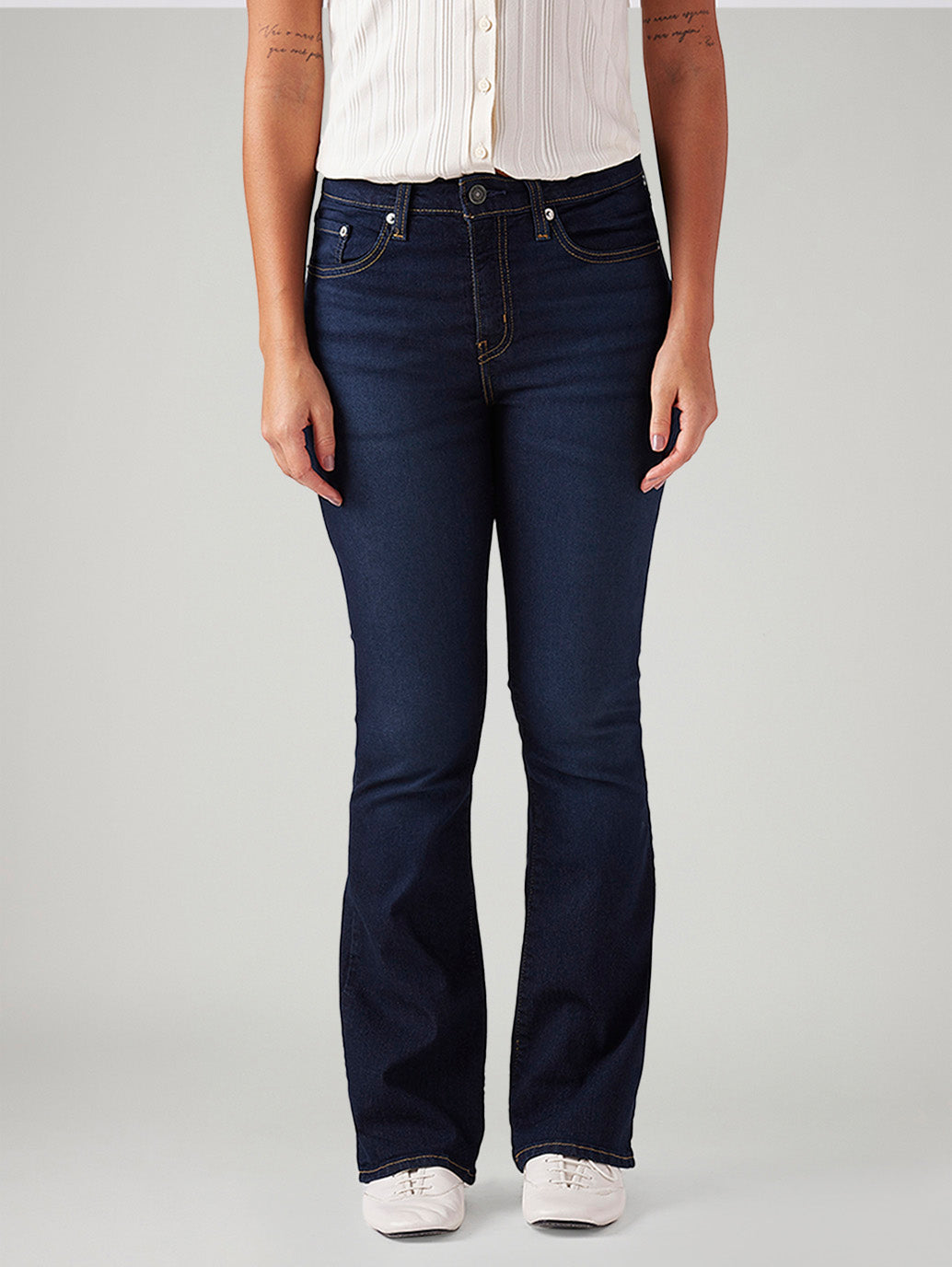 Women's 725 Dark Blue Bootcut Fit High Rise Jeans - Front View