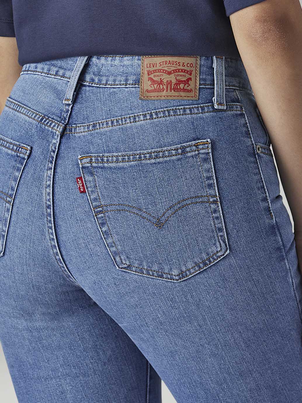 Women's 725 Blue Bootcut Fit High Rise Jeans - Detail View