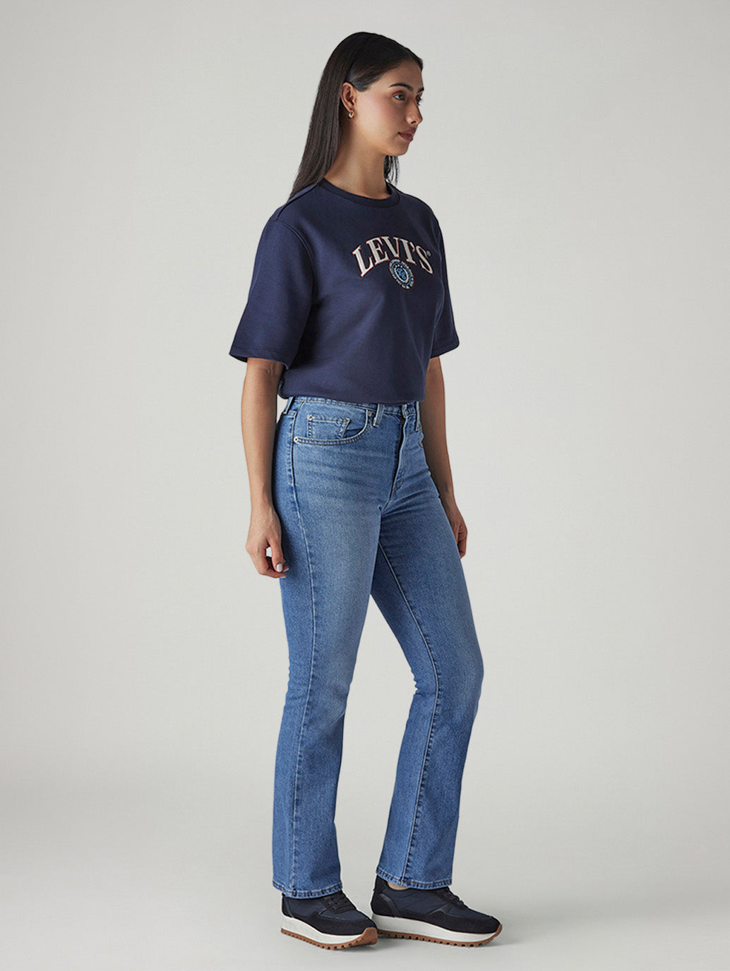 Women's 725 Blue Bootcut Fit High Rise Jeans - Side View