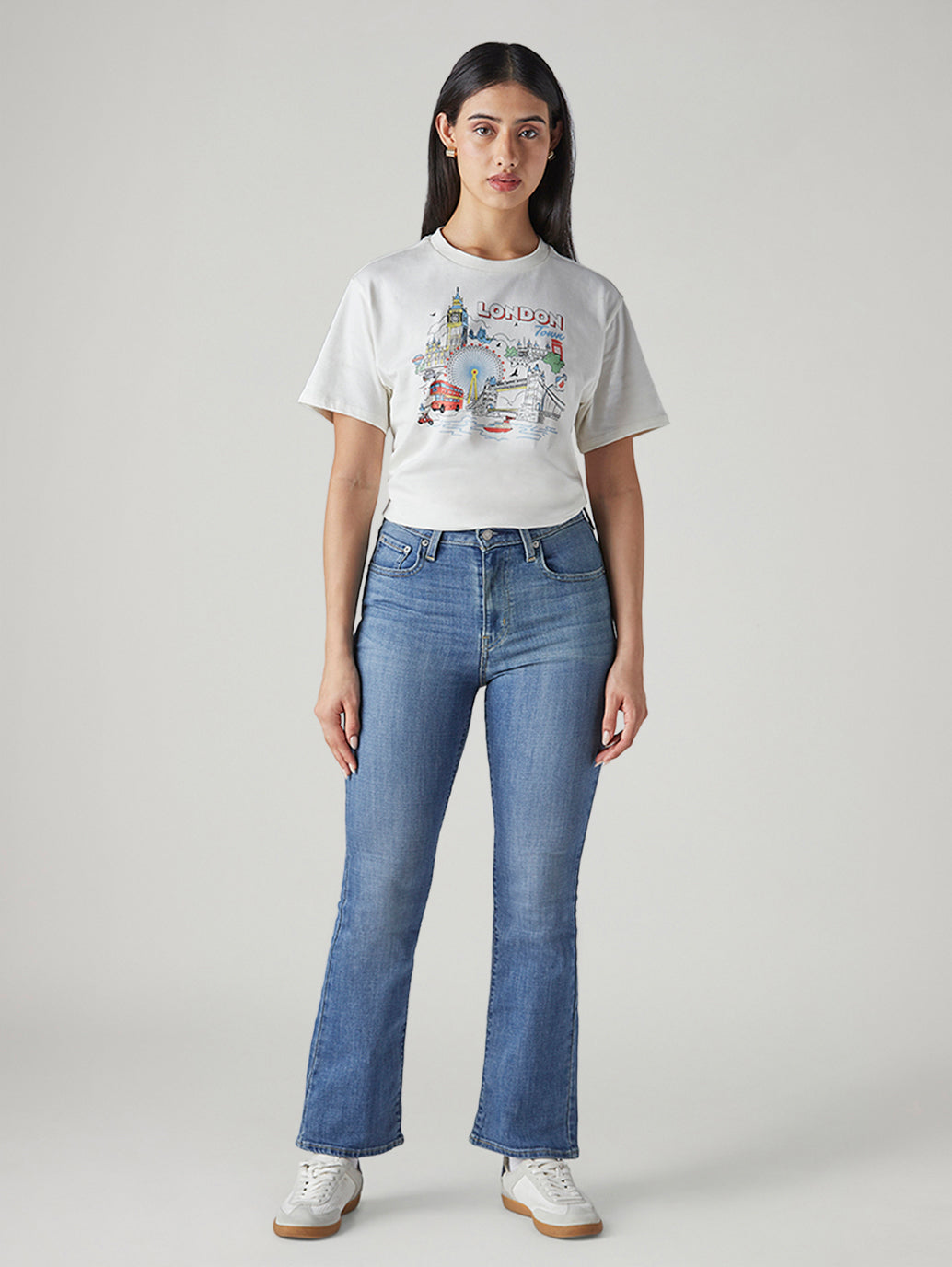 Women's 725 Blue Bootcut Fit High Rise Jeans - Front View