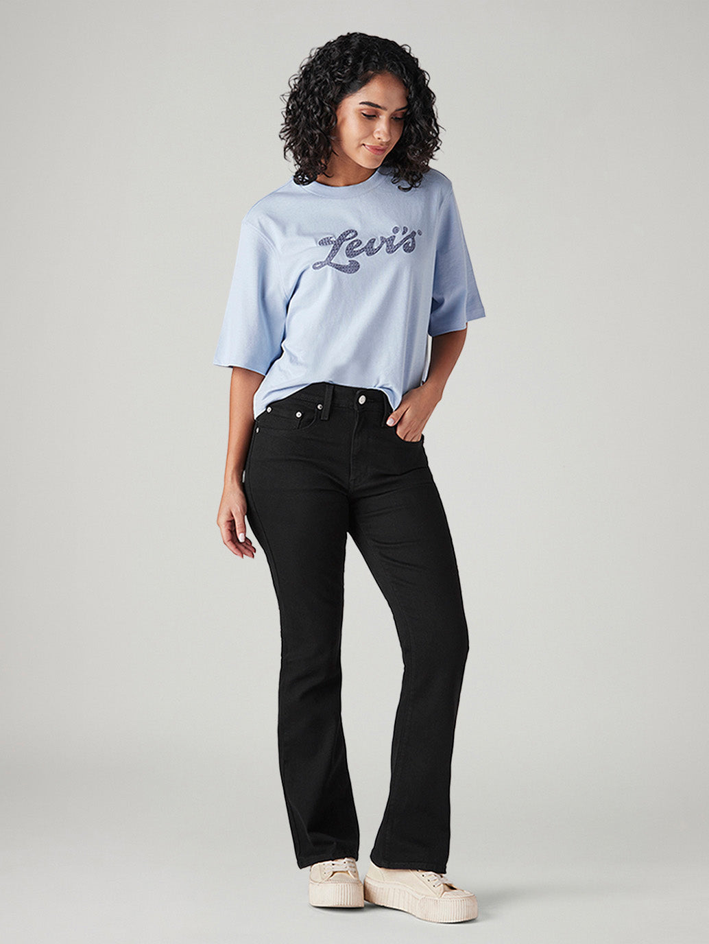 Womens 725 High Rise Flared Fit Cotton Stretch blend Jeans
